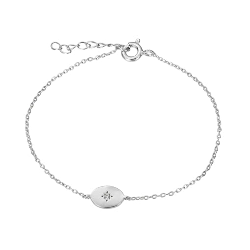 Bracelet With Oval And Cz Pendant