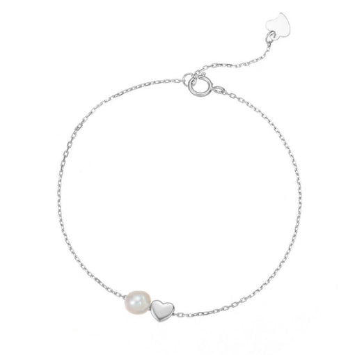 Bracelet With Floating Love Heart & Pearl
