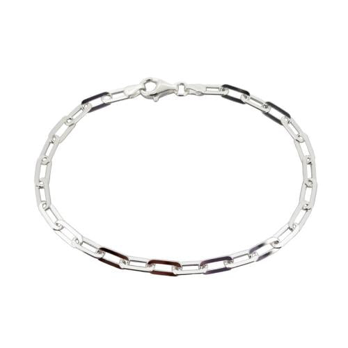 Stg Silver Flat Style Paperclip Bracelet - 19cm