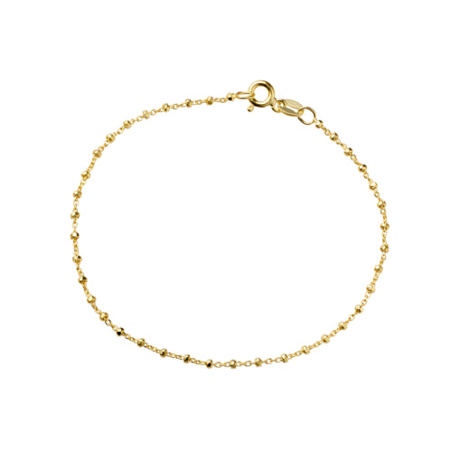 Sterling Silver/Gold Plated Fine Chain Bracelet With Hammered Balls