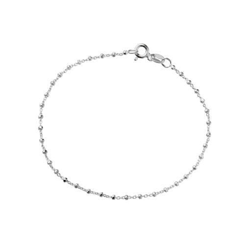 Sterling Silver Fine Chain Bracelet With Hammered Balls