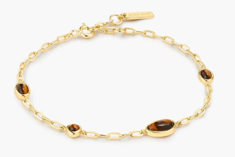 Ania Haie - Bezel Tiger’s Eye Organic Dome Pebble Station Bracelet