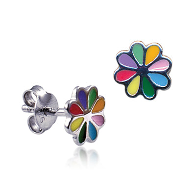 Multi Colour Enamel Flower Stud