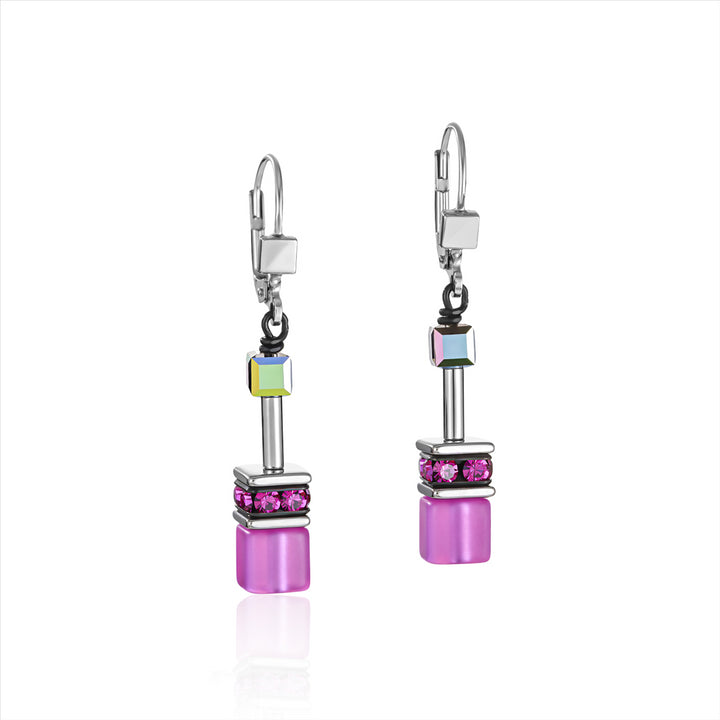 Earrings - Geocube - pink