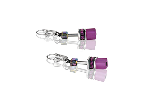 Earrings - Geocube - pink