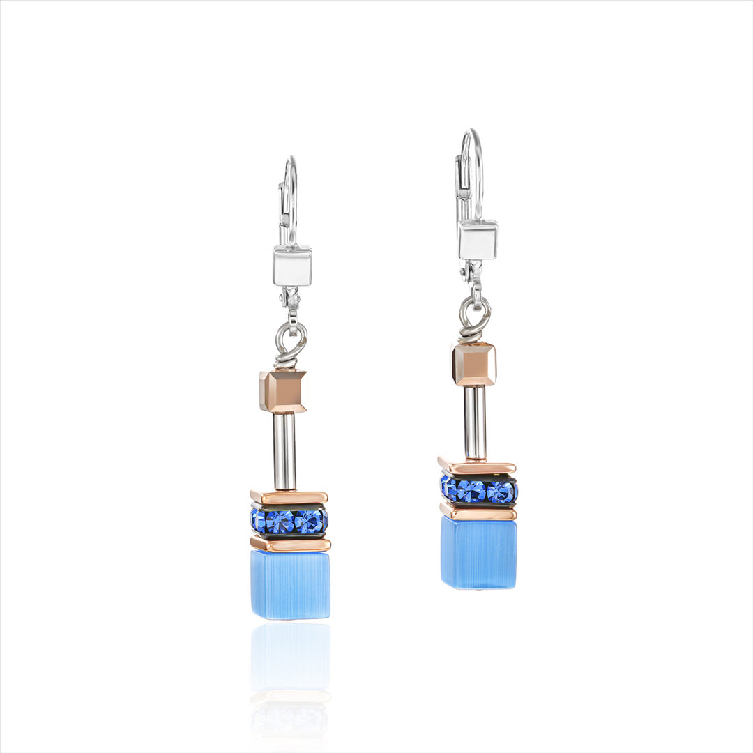 Earrings - Geocube - Blue