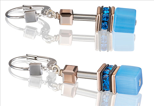 Earrings - Geocube - Blue