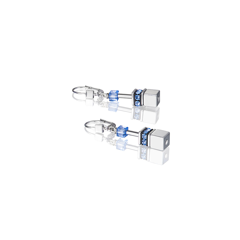 Earrings - Geocube - Blue/Titanium Oxide