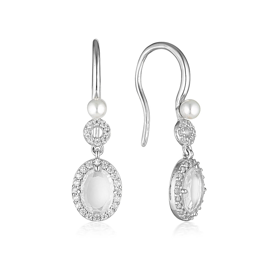 Georgini - Noel Nights Sliced Stone Pearl Drop Earrings - Silver