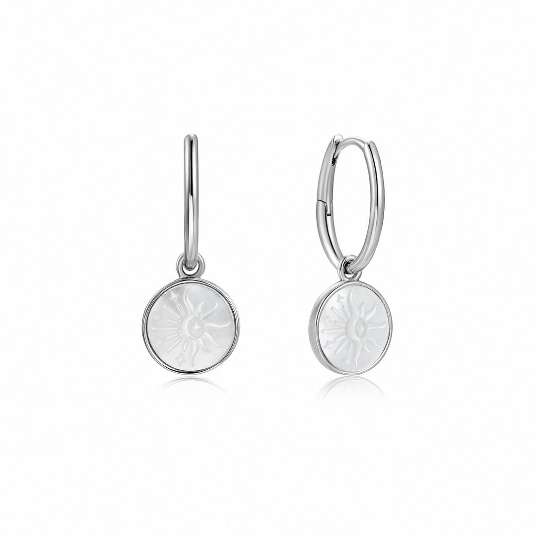 Ania Haie - Sunbeam Emblem Silver Huggie Hoop Earrings