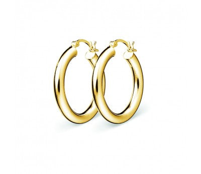 Sterling Silver/Gold Plated Round Tube Hoop Earrings