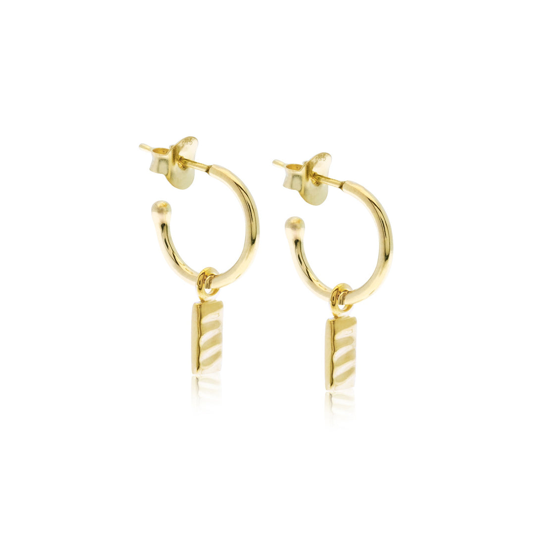 Caja - Isla Rectangle Charm Hoops - Gold Plated