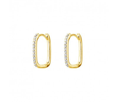 Gold Plated Oblong CZ Hoops