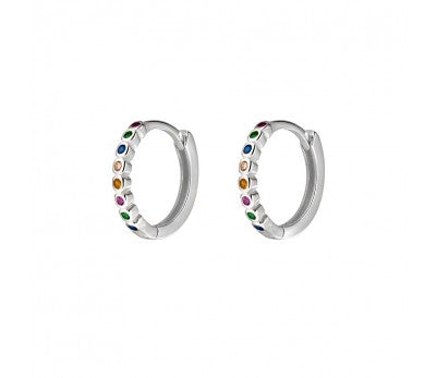 Sterling Silver Cz Rainbow Huggies