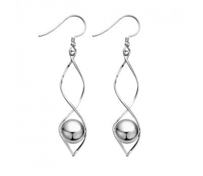 Long Twist Earring With Ball Detail