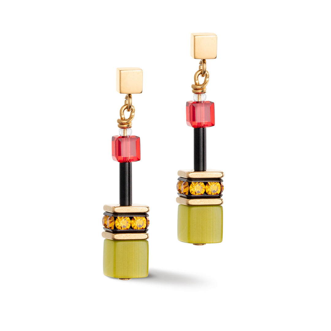 Geocube Summer Orange, Lime & Pink Earrings