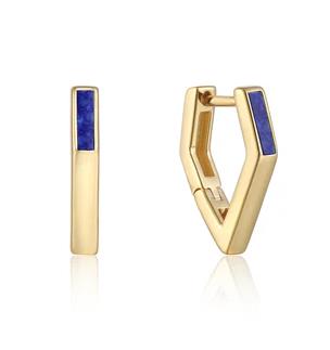 Ania Haie - Gold Plated Lapis Angular Hoop Earrings