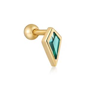 Ania Haie - Gold Plated Teal Sparkle Emblem - Single Barbell Earring