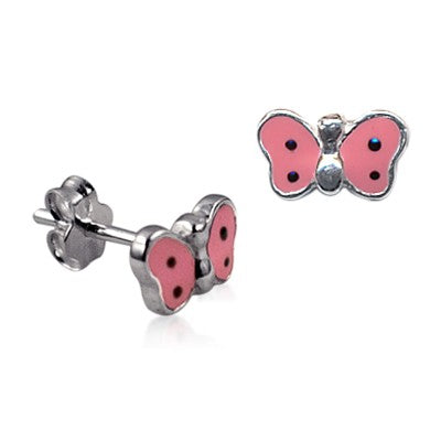 Pink Enamel Butterfly Studs