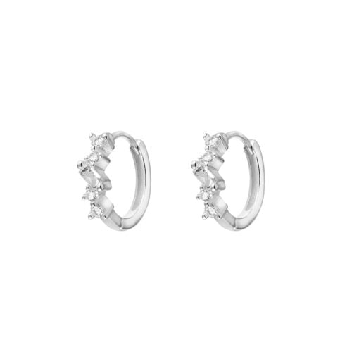 Sterling Silver Huggie Earrings With Cz Detail