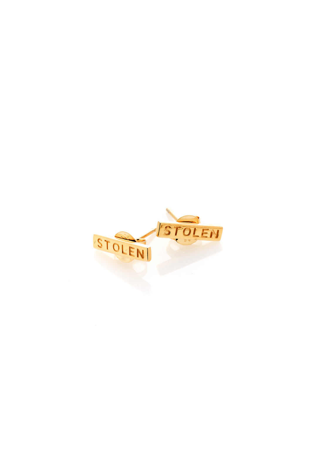 Stolen Girlfriends Club - Tiny Stolen Bar Earrings 18ct Gold Plated