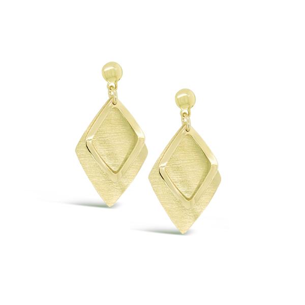 Stg Silver/Gold Plated Brushed Matte Drop Earrings