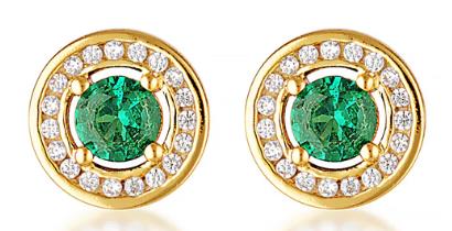 Georgini - Milestone Emerald CZ Halo Earrings - Gold Plated