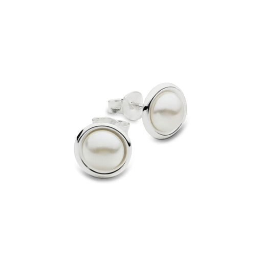 Sterling Silver Half Round Pearl Studs