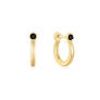 Ania Haie Gold Plated Black Agate Huggie Hoop Earrings