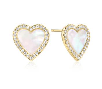 Ania Haie - Gold Plated Mother of Pearl Halo Heart Stud Earrings