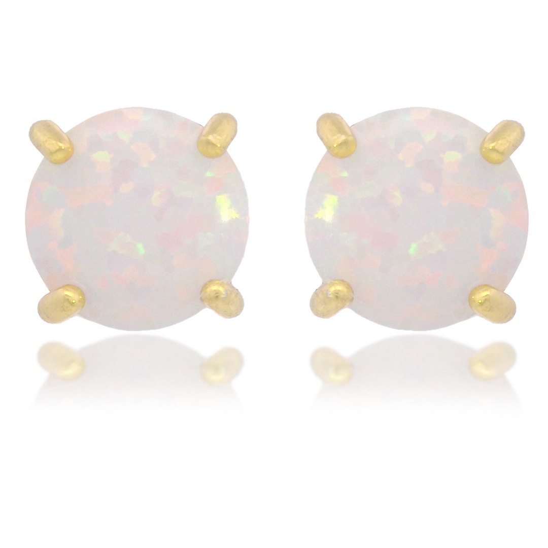 Georgini - Opal Glow Blue Created Opal Circle Earrings - Gold Plated