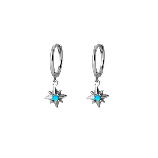 Huggie Earrings With Star Charm And Opalite Stone