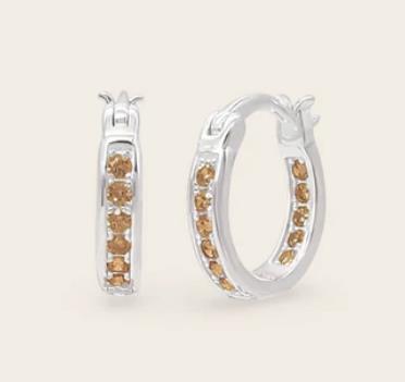 Whistle & Pop - Starkeeper Dainty Lupin Stone Hoops - Champagne