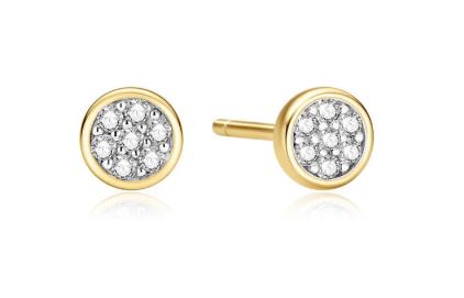 Ania Haie - Luna Small Pave Disc Studs - Gold Plated