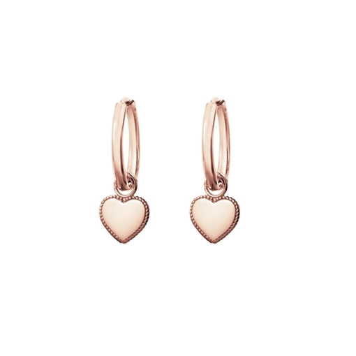 Rose Gold Plated Huggies With Flat Heart Charm