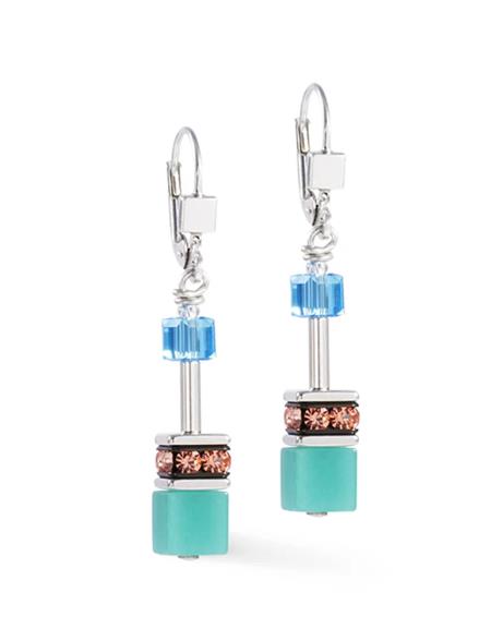 Coeur de Lion - GeoCube Fresh Multicolour, Watermelon & Aqua Earrings