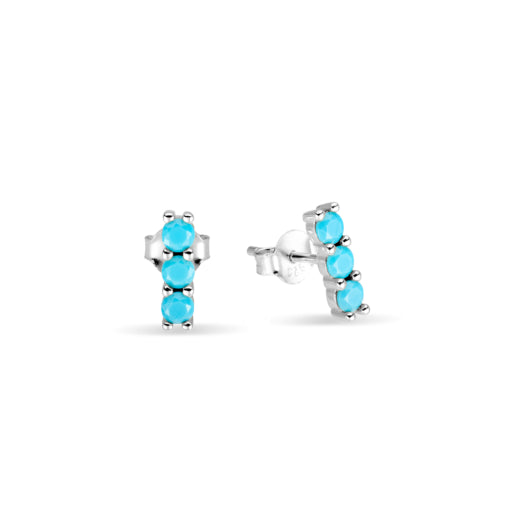 Sterling Silver Turquoise Set Stud Earrings