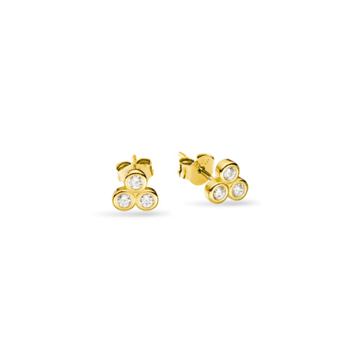 Sterling Silver/Gold Plated Trio Cz Circle Studs