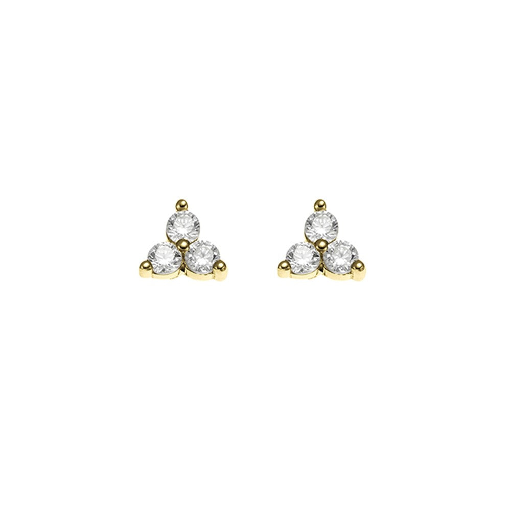 Sterling Silver/Gold Plated Triangular Cz Stud Earrings