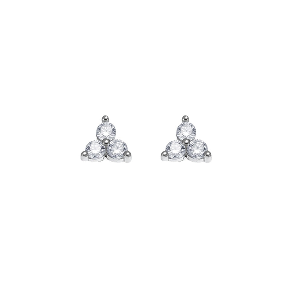 Sterling Silver Triangular Cz Stud Earrings