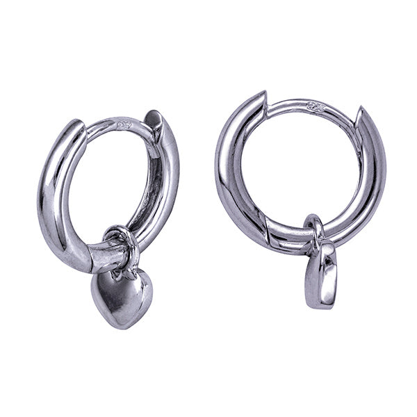 Stg Silver Heart Drop Huggies