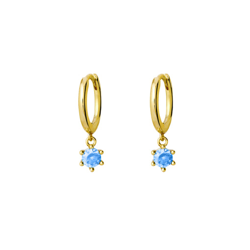 Sterling Silver/Gold Plated Huggie Earrings With Cz Drop Pendant