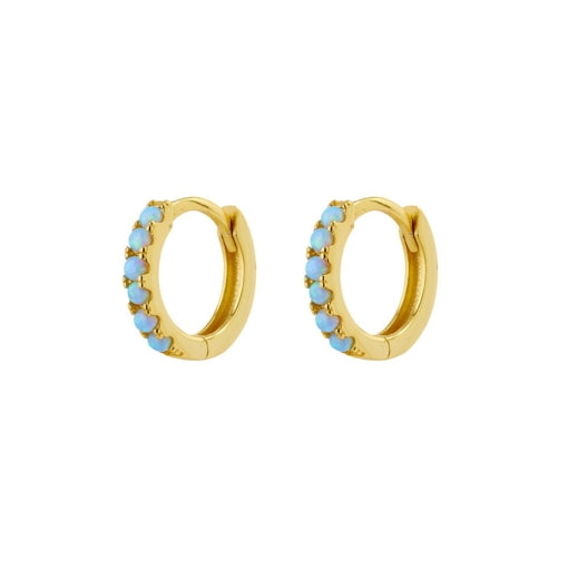 Sterling Silver/Gold Plated Blue Opalite Huggies