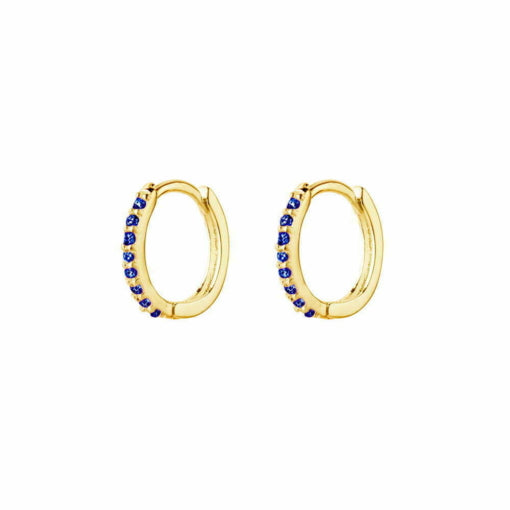 Sterling Silver/Gold Plated Huggies With Sapphire Cz Detail