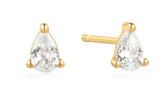 Ania Haie - Twinkle Pear CZ Studs - Gold Plated