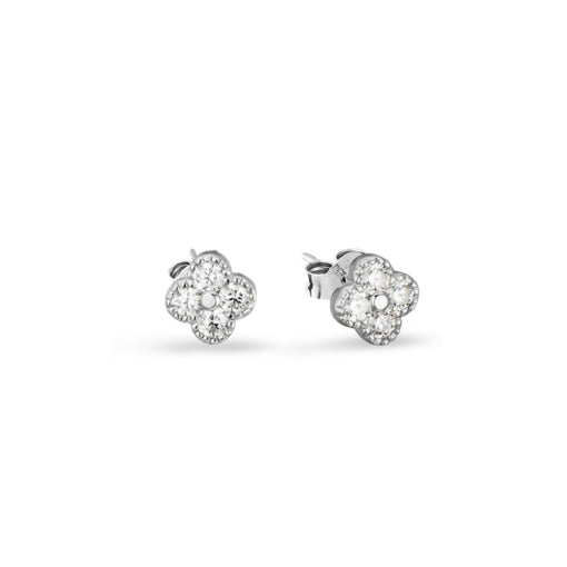 Sterling Silver Cz Petite Flower Studs