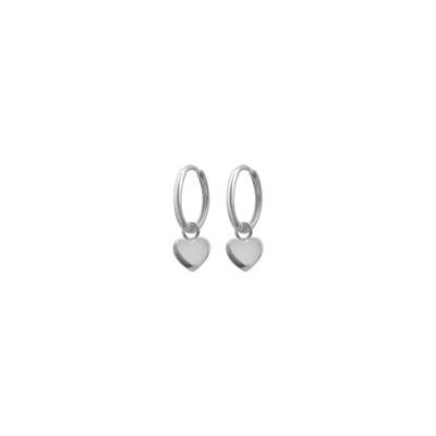 Stg Silver 11.5mm Huggies With Heart Drop