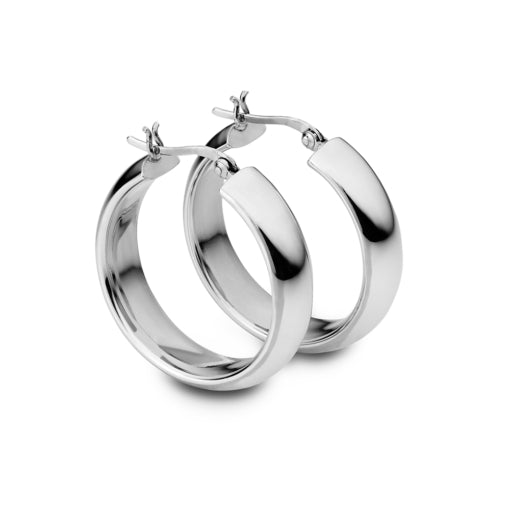 Sterling Silver Domed Hoop Earrings