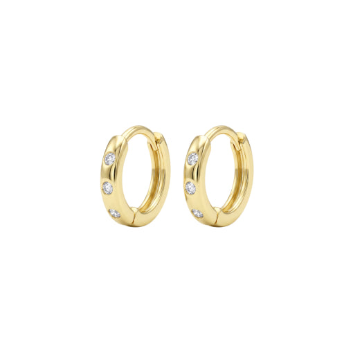 Sterling Silver/Gold Plated Mini 9mm Hoop Featuring Cz Detail