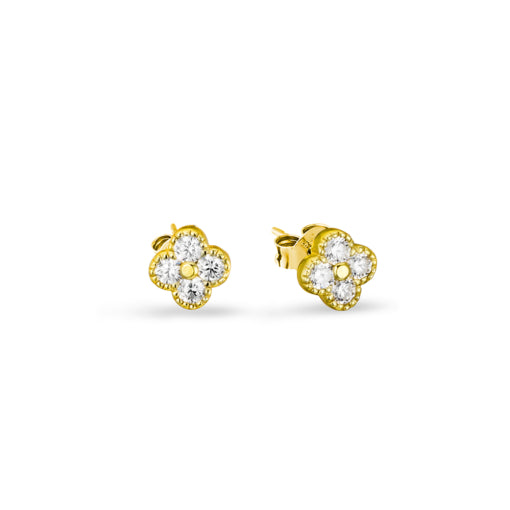 Sterling Silver/Gold Plated Cz Petite Flower Studs